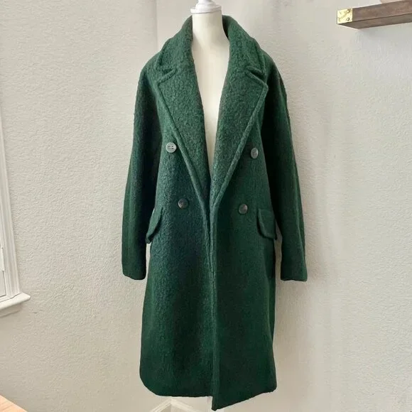BCBGeneration Women's Double Breasted 4-Button Boucle Peacoat in Emerald Size 1x - Picture 4 of 12